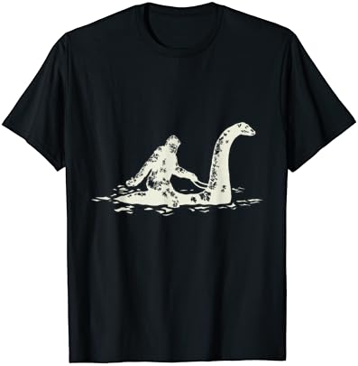 Bigfoot Sasquatch Riding The Loch Ness Monster Funny,Short Sleeve T-Shirt